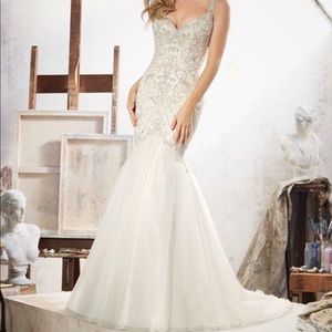 Never worn Mori Lee beaded mermaid wedding dress